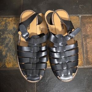 Black Faux Leather Sandals